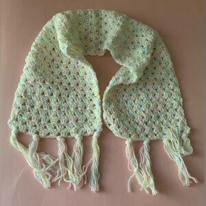 Handmade Pastel Crochet Fringe Scarf